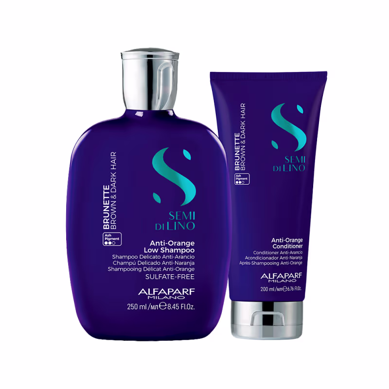 Kit Alfaparf Milano Professional  Semi Di Lino Brunette Anti-Orange - Shampoo e Condicionador