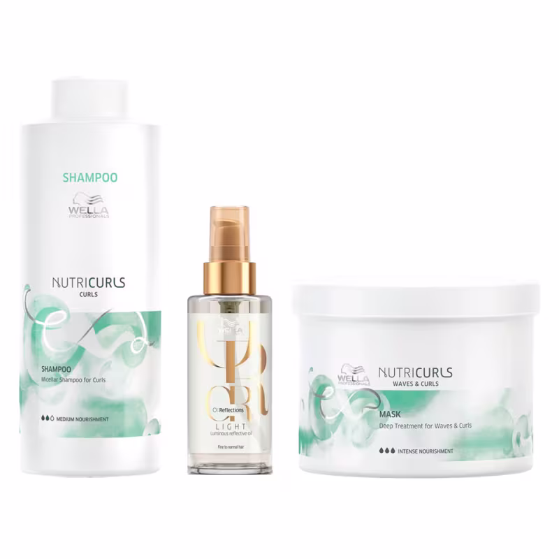 Kit Wella Professionals Nutricurls - Shampoo e Máscara e Óleo Light