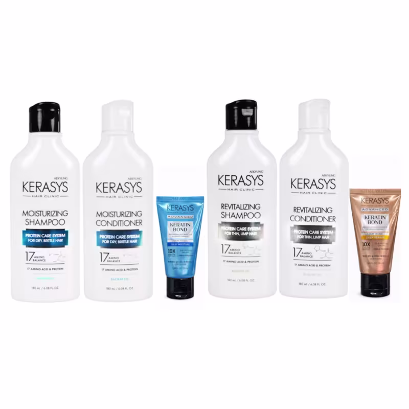 Kerasys Kit ( Duo Moisturizing + Silky Moisture Mask 50ml + Duo Revitalizing + Deep Repair Mask 50ml)