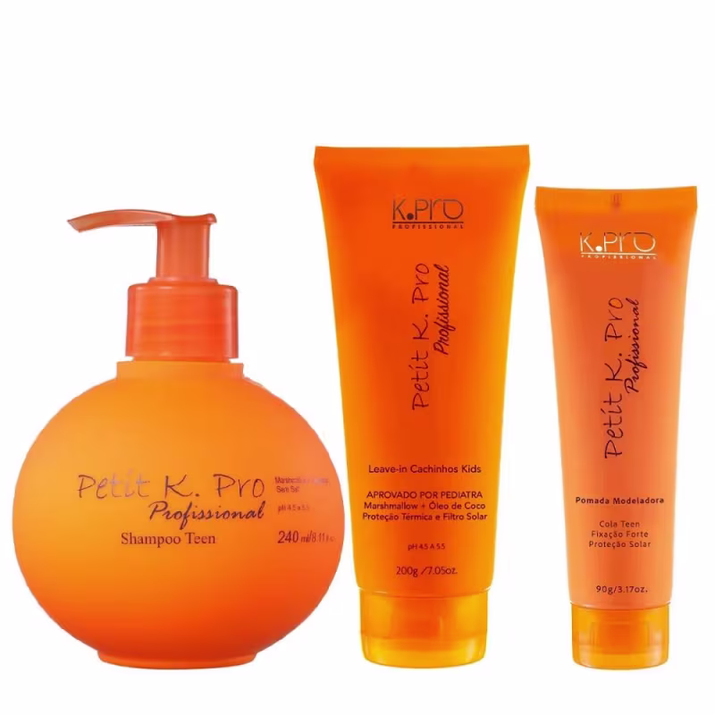 Kit K.Pro Petit - Shampoo 240ml + Leave-In Cachinhos 200g + Pomoda 90g