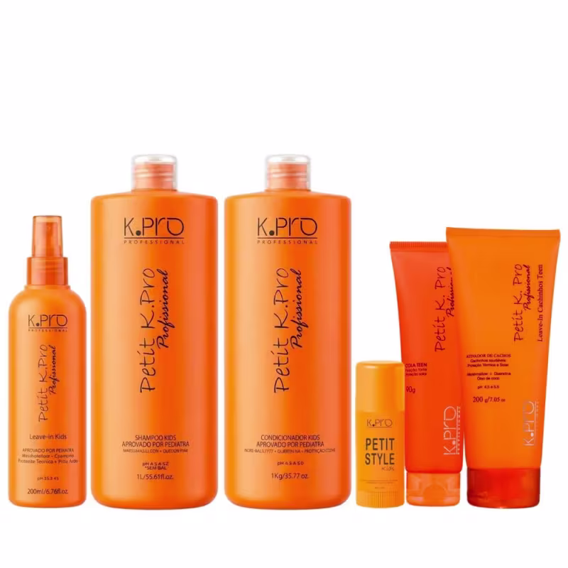 Kit K.Pro Petit - Shampoo & Condicionador 1L + Leave-In & Ativador de Cachos 200ml + Pomada Modeladora 90g + Style 30ml