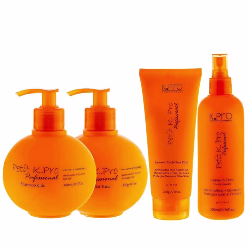 Kit K.Pro Petit com Shampoo 240ml + Condicionador 230ml + Leave-In Teen 220ml + Leave-In Cachinhos 200g