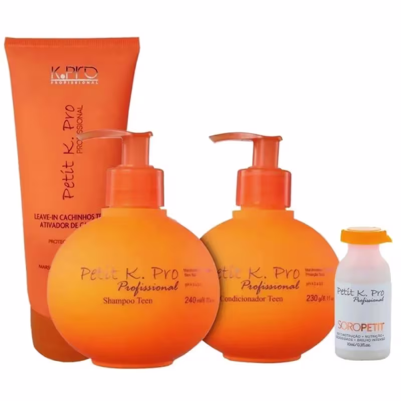 Kit K.Pro Petit com Shampoo 240ml + Condicionador 230ml + Leave-In Cachinhos 200g + Soro Ampola 10ml
