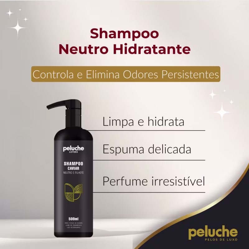 Shampoo Neutro Peluche Caviar Filhote, 500ml.
