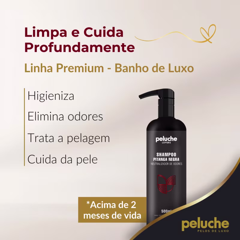 Shampoo Neutralizador de Odores Peluche Pitanga Negra, 500ml.