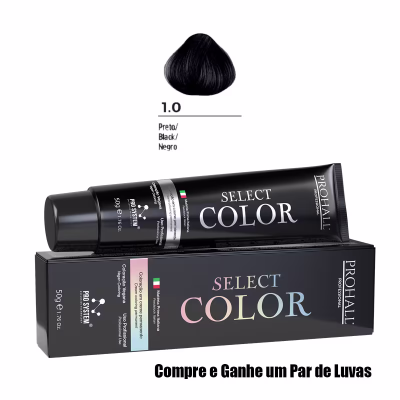 Coloração Permanente Select Color Nº1.0 Preto Prohall 50g