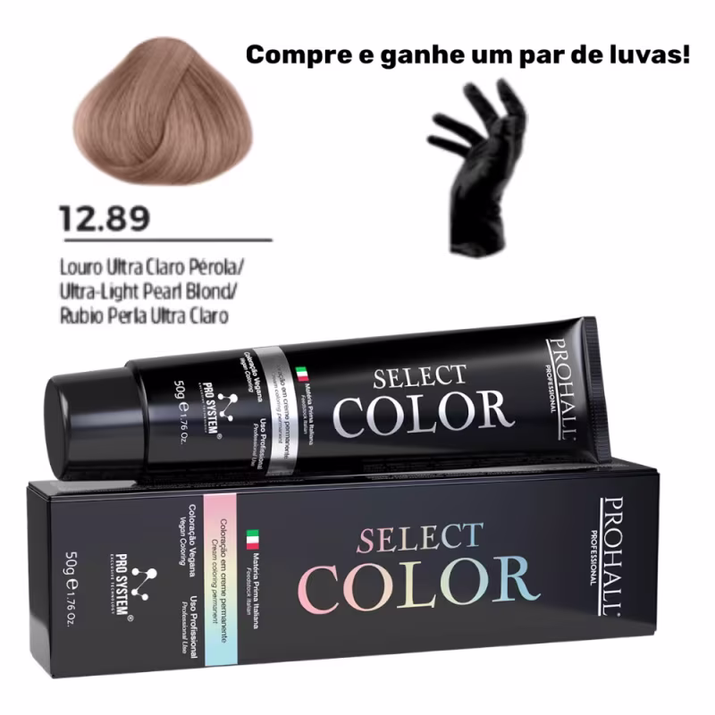 Coloração Permanente Select Color Nº12.89 Louro Ultra Claro Prohall 50g