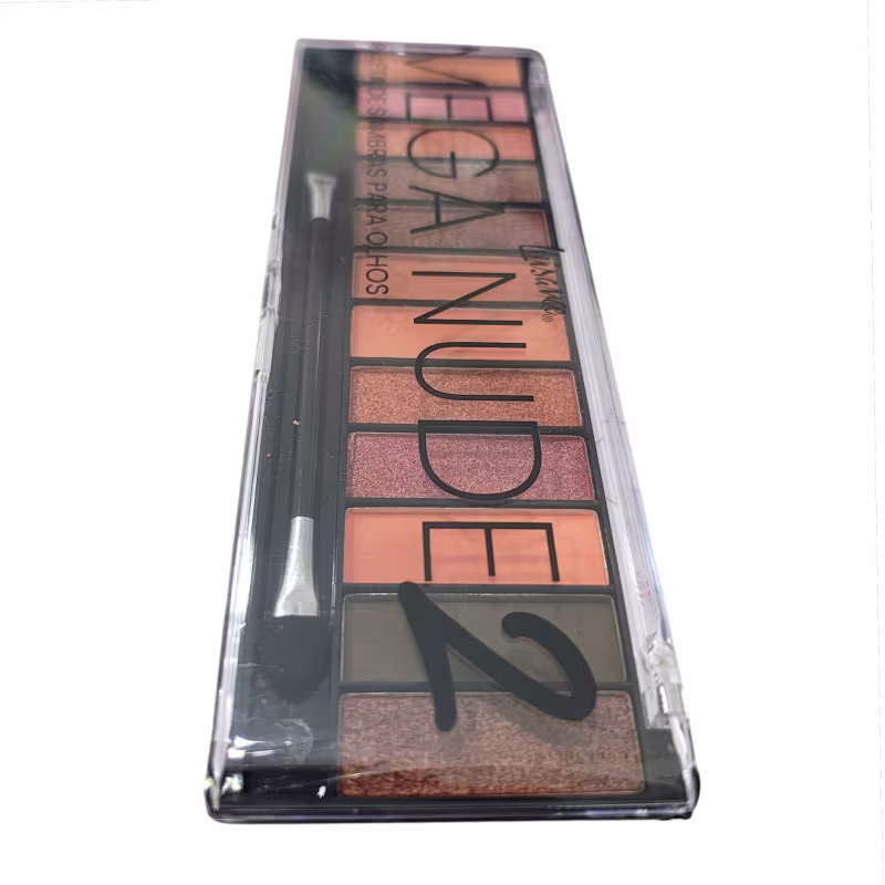 Paleta De Sombras para Olhos Mega Nude 2 Luisance 12 Cores Cintilantes e Matte