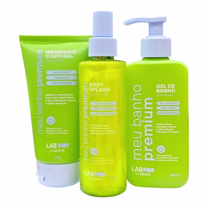 Kit Labotrat LabPOP Meu Banho Premium Green Breeze - Gel de Banho + Hidratante + Body Splash
