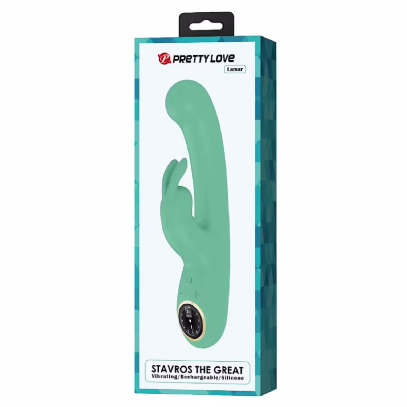 Vibrador Rabbit Lamar Pretty Love Estimulador de Clitóris e Ponto G em Silicone 22cm x 4cm Recarregável Verde Água