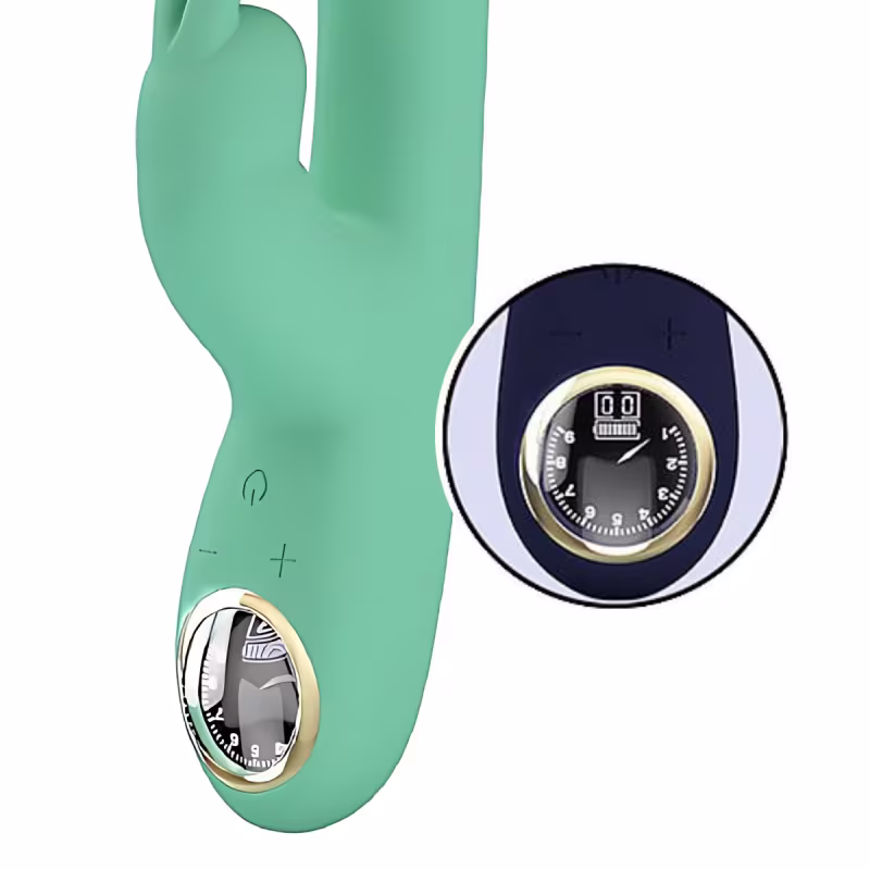 Vibrador Rabbit Lamar Pretty Love Estimulador de Clitóris e Ponto G em Silicone 22cm x 4cm Recarregável Verde Água