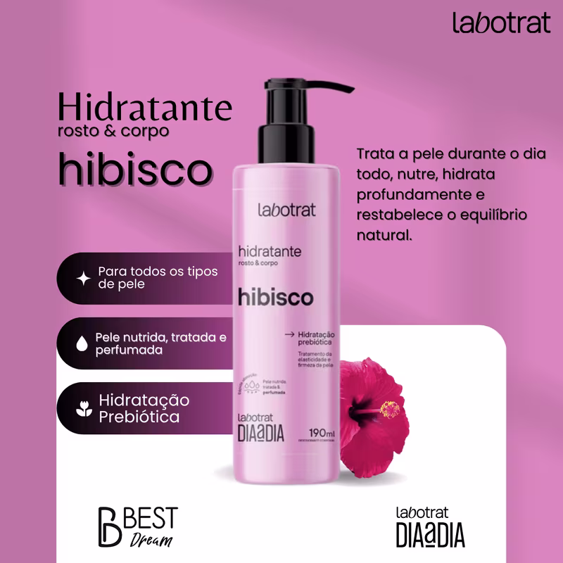 Kit Hidratante + Esfoliante Corpo E Rosto Labotrat Dia A Dia Cheiro De Fruta Hibisco 190ml