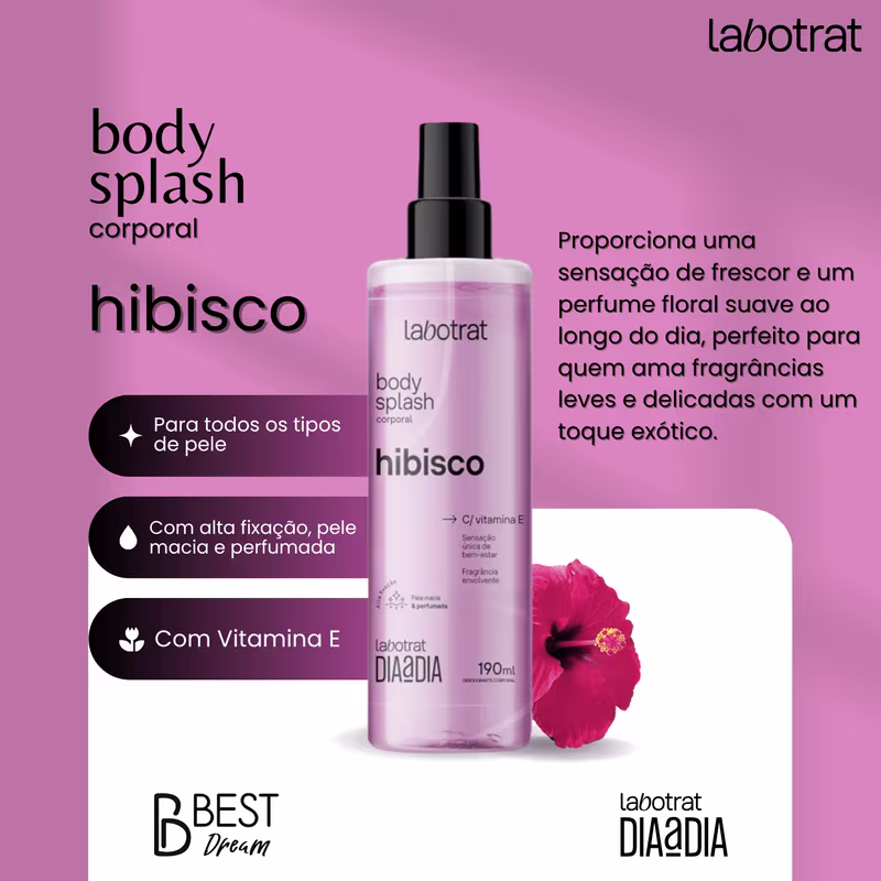 Kit Body Splash + Esfoliante + Hidratante Corpo E Rosto Labotrat Cheiro De Fruta Hibisco 300g