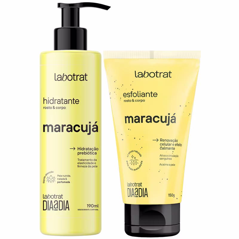 Kit Hidratante + Esfoliante Corpo E Rosto Labotrat Dia A Dia Cheiro De Fruta Maracuja 190ml