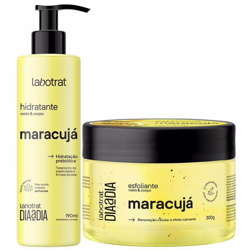 Kit Hidratante + Esfoliante Corpo E Rosto Labotrat Dia A Dia Cheiro De Fruta Maracuja 300g