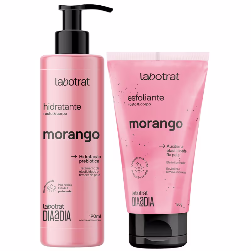 Kit Hidratante + Esfoliante Corpo E Rosto Labotrat Dia A Dia Cheiro De Fruta Morango 190ml