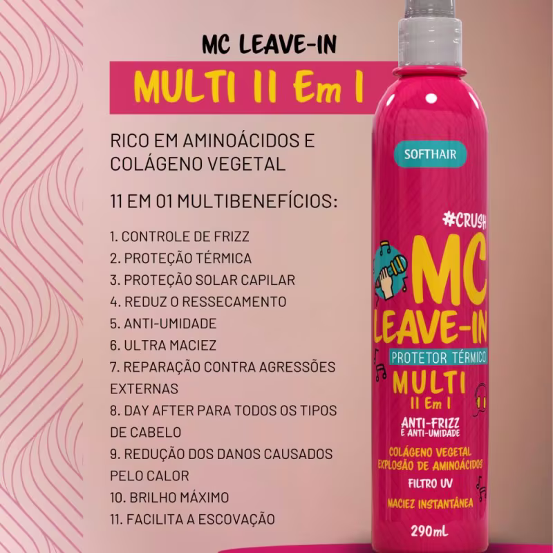 2 Leave-in Softhair Mc Antifrizz Protetor Térmico Filtro Uv