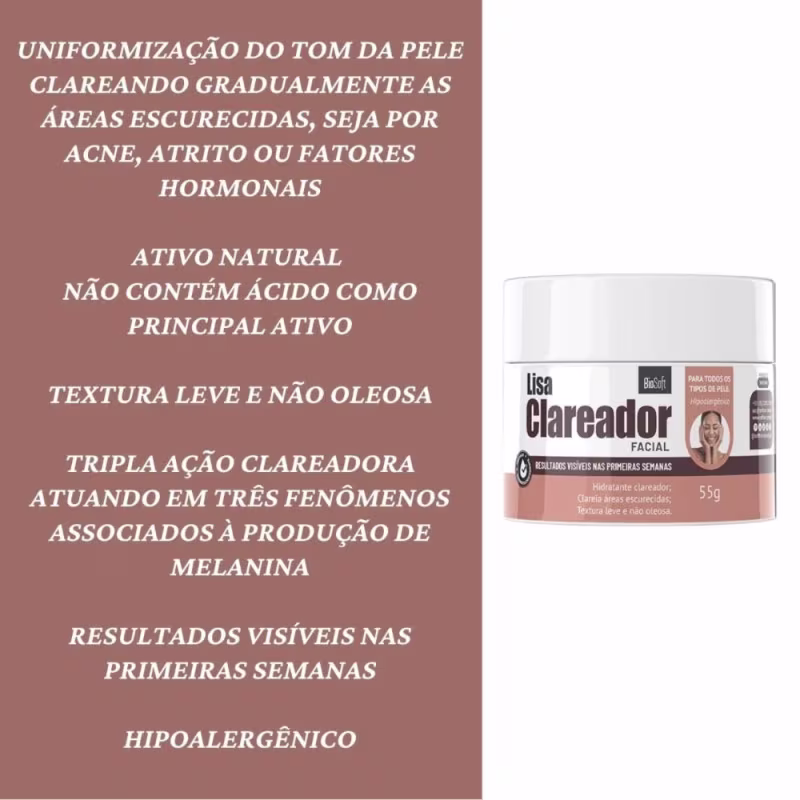 2 Clareador Facial Bio Soft Gengibre Chinês E Rosa Mosqueta