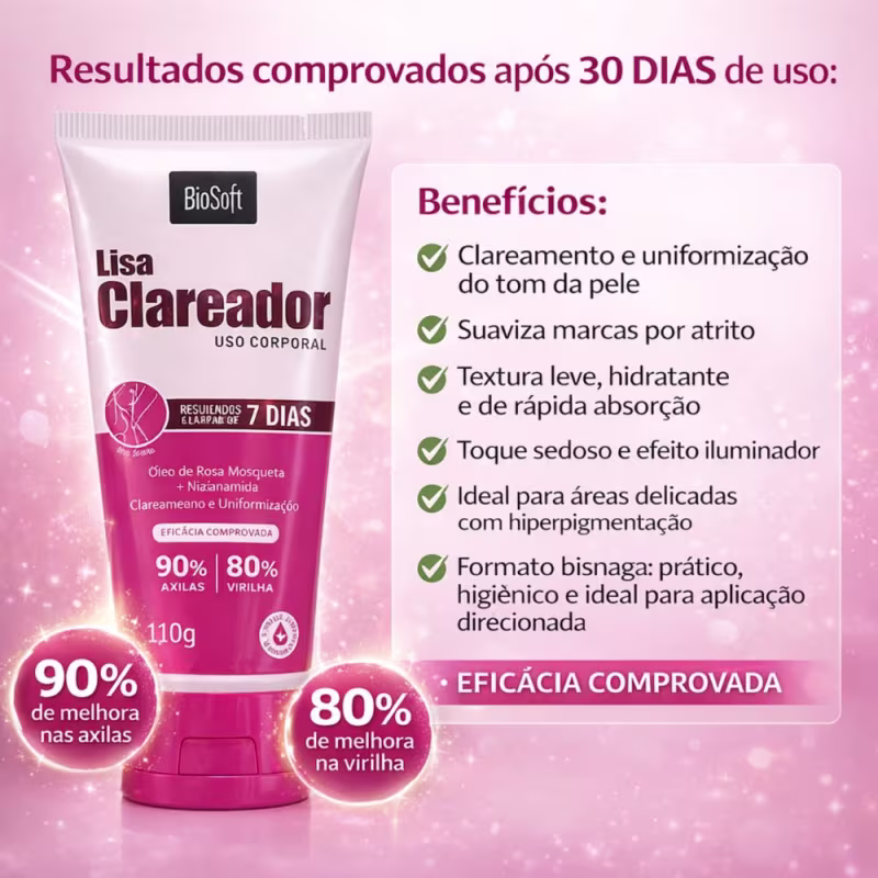 Combo Clareador Axila Virilha E Rosto Manchas Bio Soft Suave