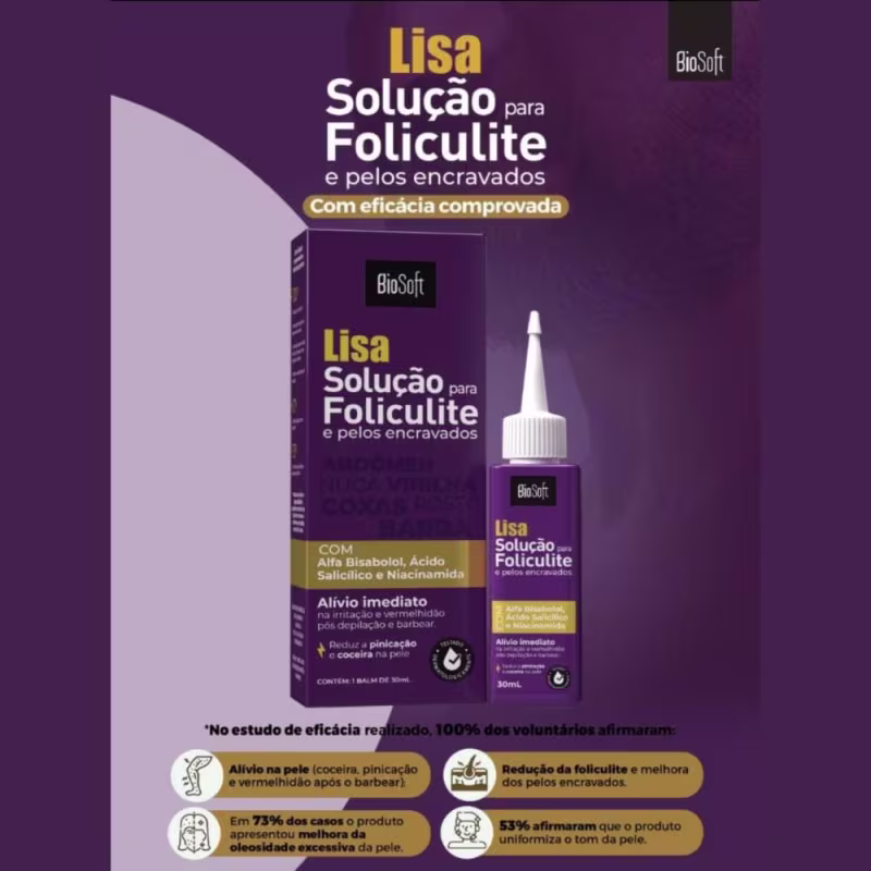 Solução para Foliculite e Pelos Encravados Bio Soft Lisa, 30ml.