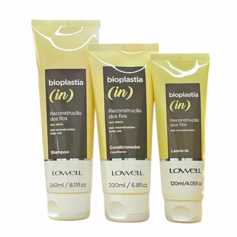 Kit Lowell Bioplastia (in) - Shampoo 240ml + Condicionador 200ml + Leave-In 120ml