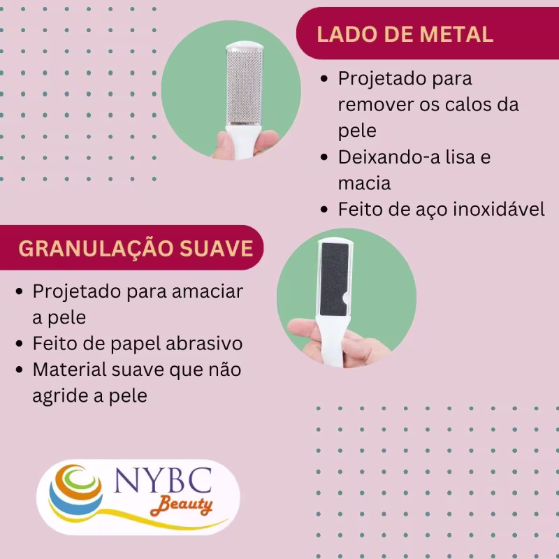 Kit NYBC Beauty Lixa para Calos Inox Double, 2 unidades.