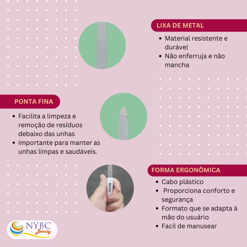 Kit NYBC Beauty Lixa para Unhas Média, 12 Unidades.