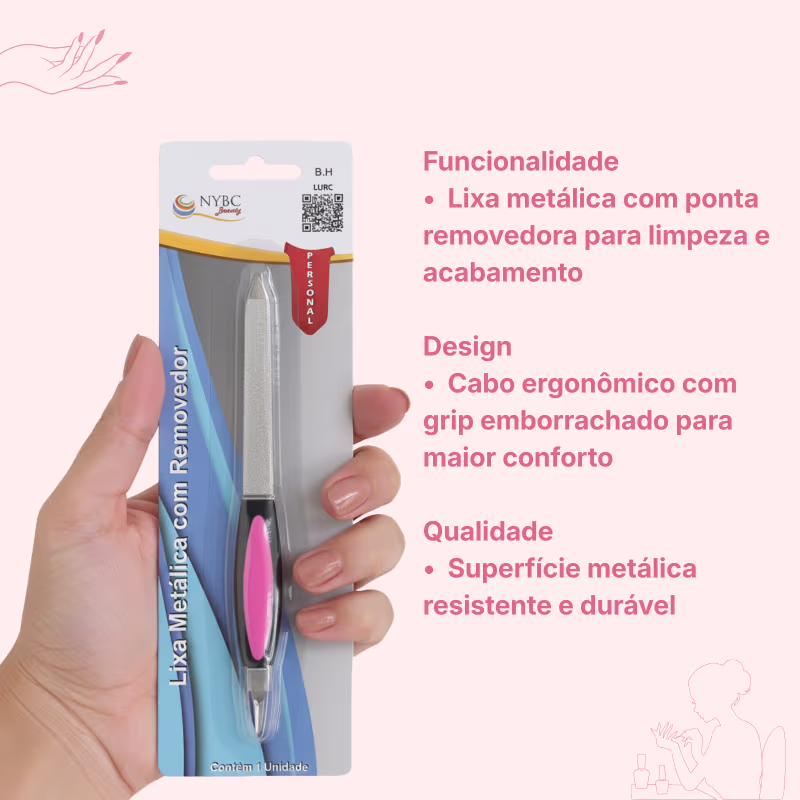 Lixa Metálica Removedor Cutículas Profissional NYBC Beauty