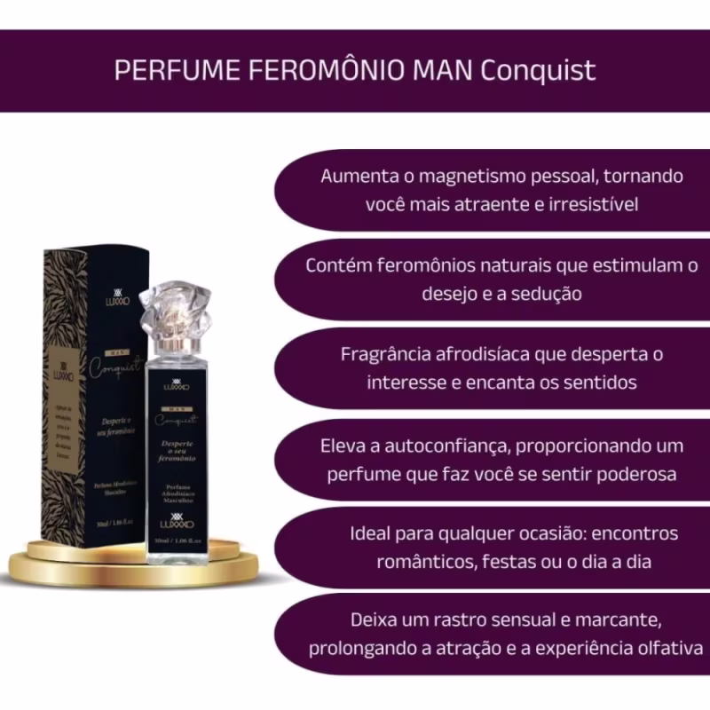Perfume Masculino com Feromônios Naturais – MAN Conquist by Luxxxo 30ml