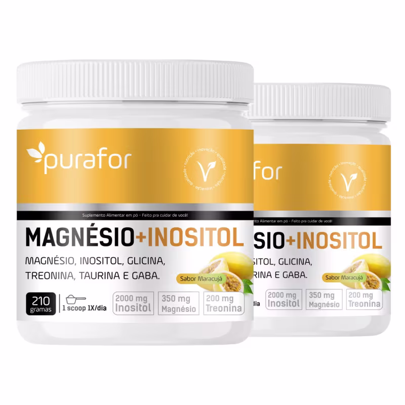 Kit 2x Magnésio com Inositol, Glicina, Taurina, Treonina e GABA – 210g Purafor