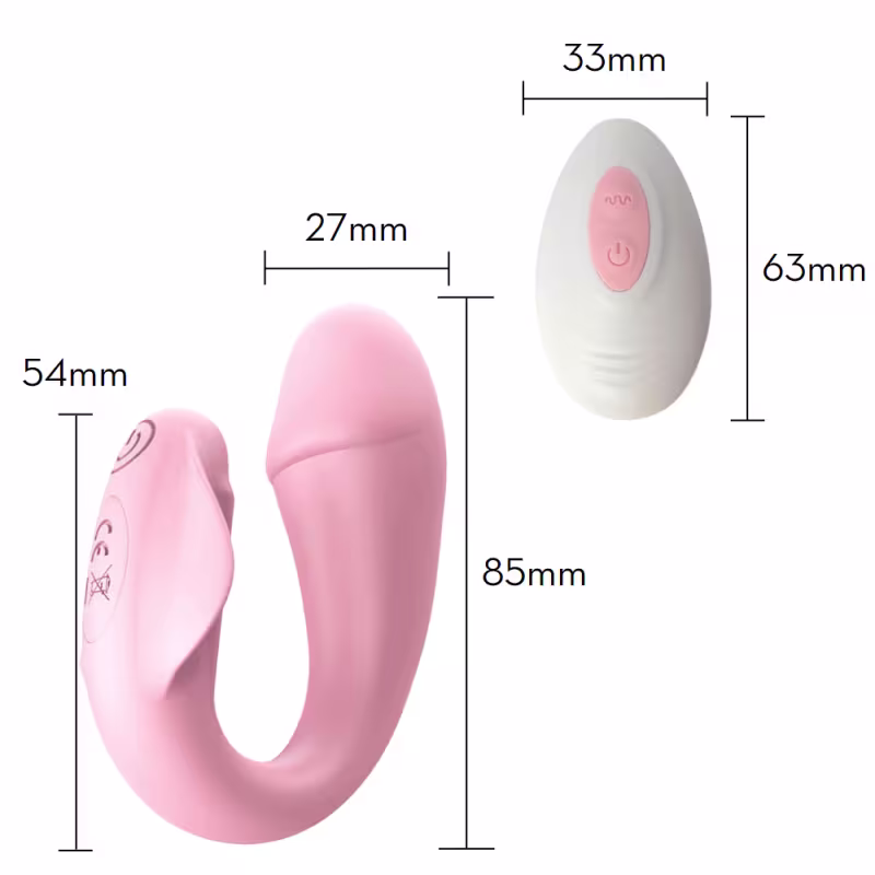 Vibrador de Casal em Formato de Glande com Controle Remoto - Rosa
