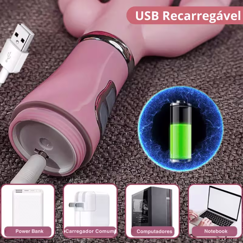 Vibrador 3 em 1 Feminino Recarregável – Estímulo Clitoriano, Anal e Ponto G