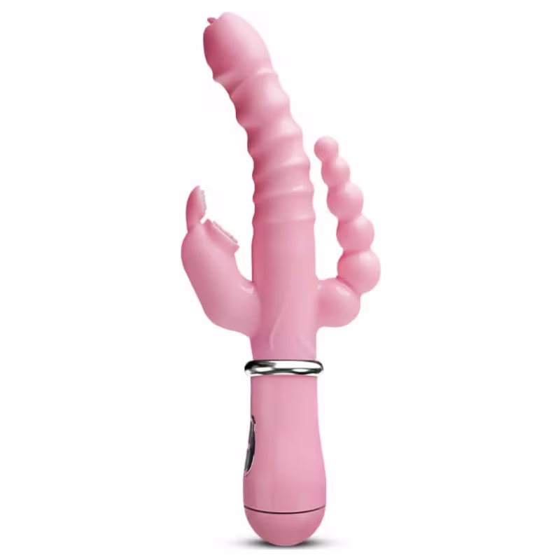 Vibrador 3 em 1 Feminino Recarregável – Estímulo Clitoriano, Anal e Ponto G