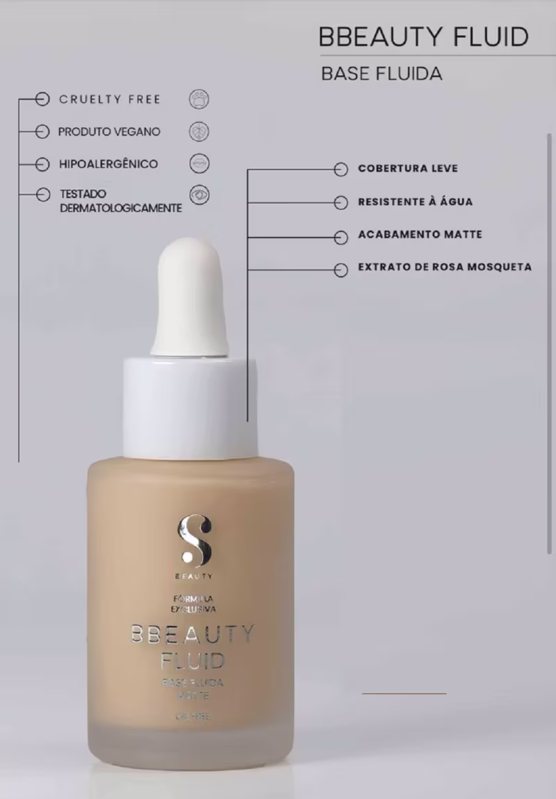 Base liquida facial Bbeauty Fluid Sbeauty Suelen matte cor 4