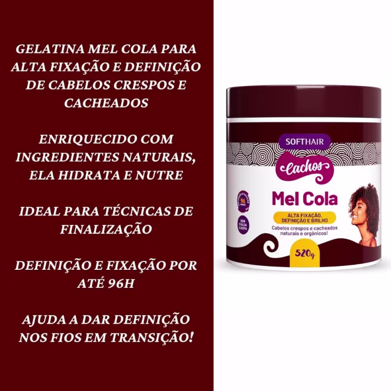 Definir Cachos Ativador Teia + Gelatina Mel Cola Soft Hair