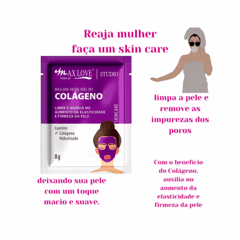 Kit 2 Máscara de Colágeno Facial Max Love + Escova Antifrizz