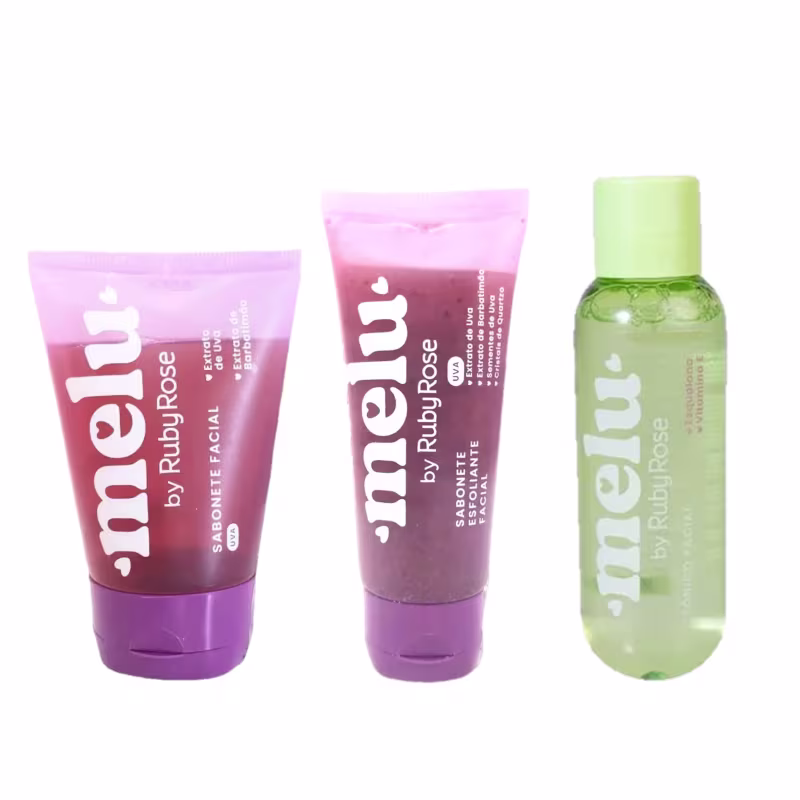 Kit Tônico Facial + Sabonete Facial + Sabonete esfoliante Melu by Ruby Rose Cor:1 - Uva