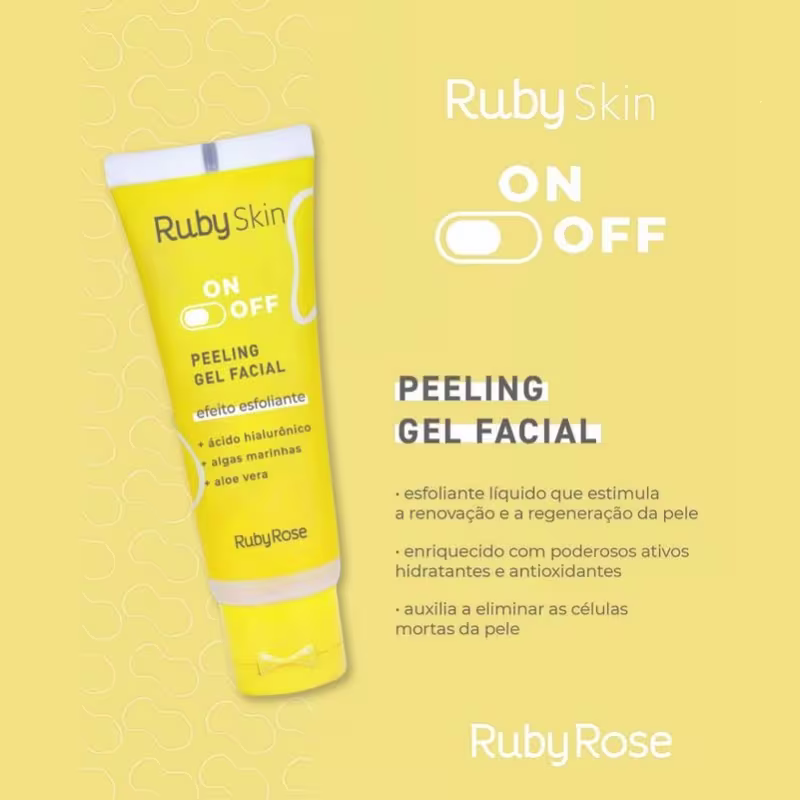 Kit 2 Itens On Off Ruby Rose Skin Peeling Gel facial + Sabonete Cremoso Facial