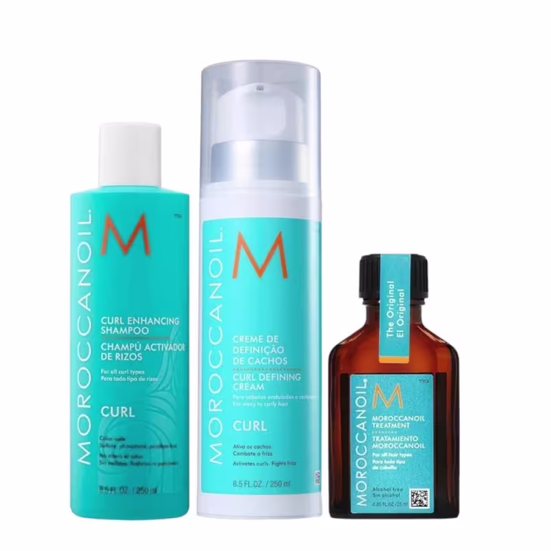 Kit Moroccanoil Curl Enhancing - Shampoo 250ml + Mousse Definidor de Cachos 250ml + Óleo Original 25ml