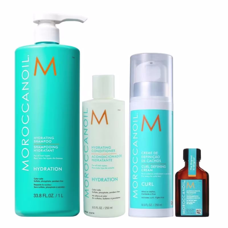Kit Moroccanoil Hydration - Shampoo 1L + Condicionador 250ml + Curl Defining Cream 250ml  + Óleo 25ml