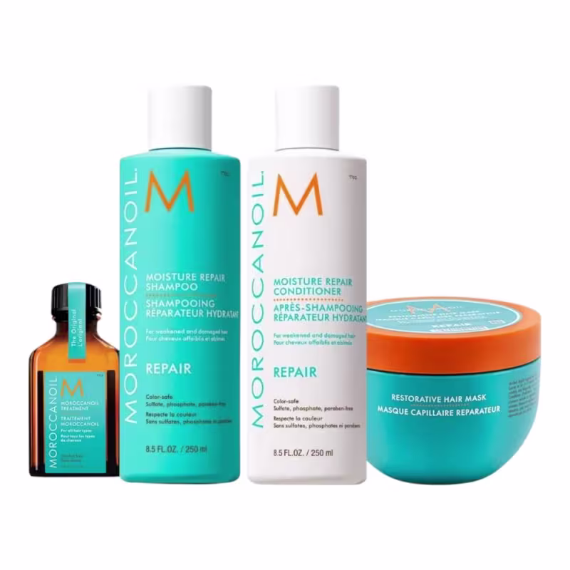 Kit Moroccanoil Moisture Repair Shampoo 250ml + Condicionador 250ml + Máscara 250g + Óleo Original 25ml
