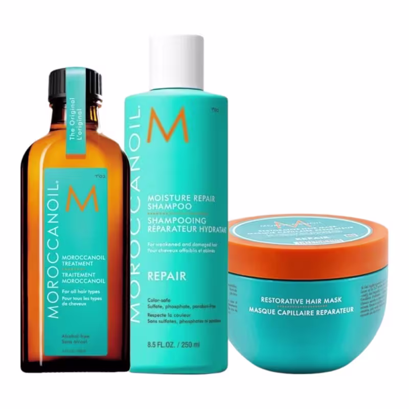 Kit Moroccanoil Moisture Repair Shampoo 250ml + Máscara 250g + Óleo Original 100ml