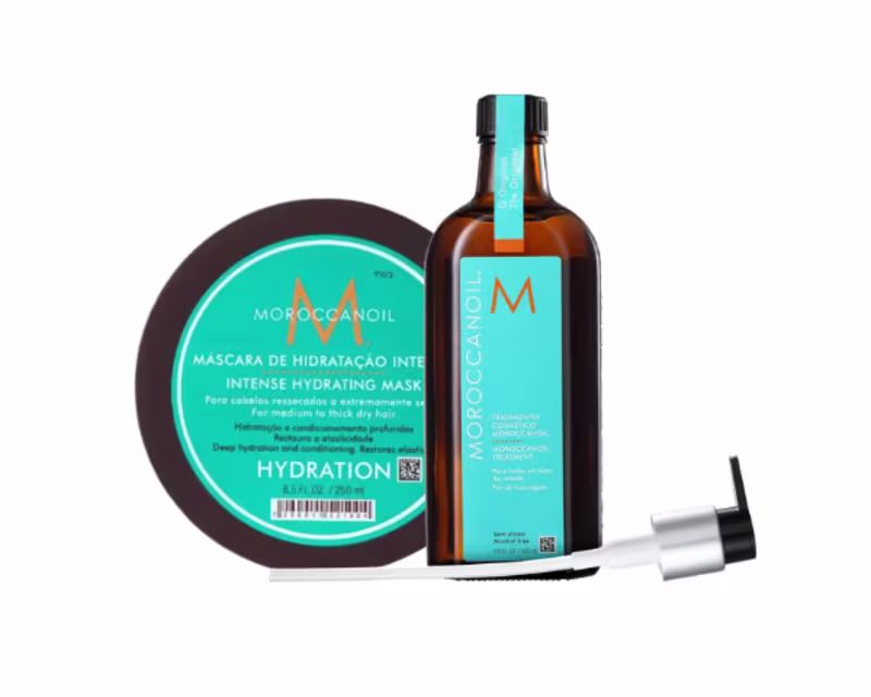 Moroccanoil Kit Intene Hydration Máscara 250ml, Óleo capilar original 200ml (2 produtos)