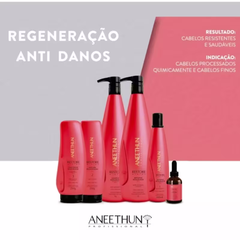 Linha completa disposta lado a lado, com logo da marca e fundo cinza e rosa.