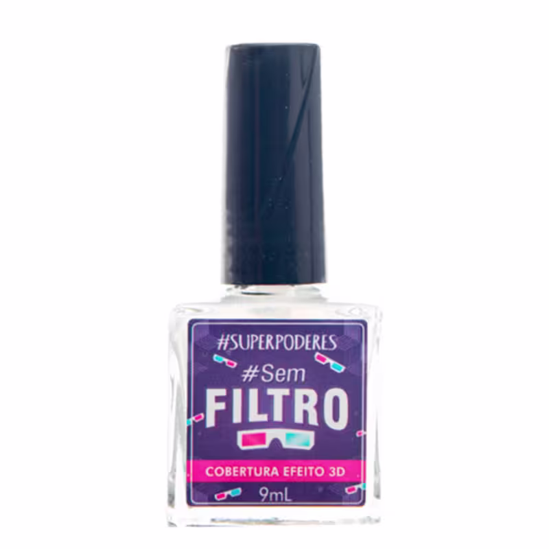 Super Poderes Sem Filtro Cobertura Efeito 3D - Esmalte Finalizador 9ml