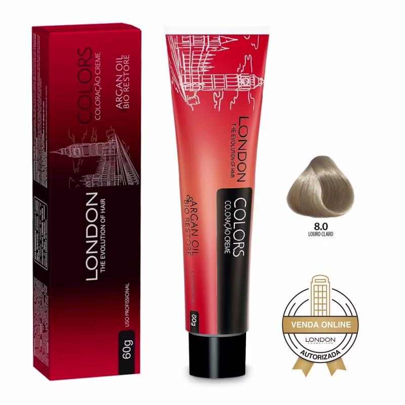 London Cosméticos Colors 8.0 Louro Claro - Coloração Permanente 60g