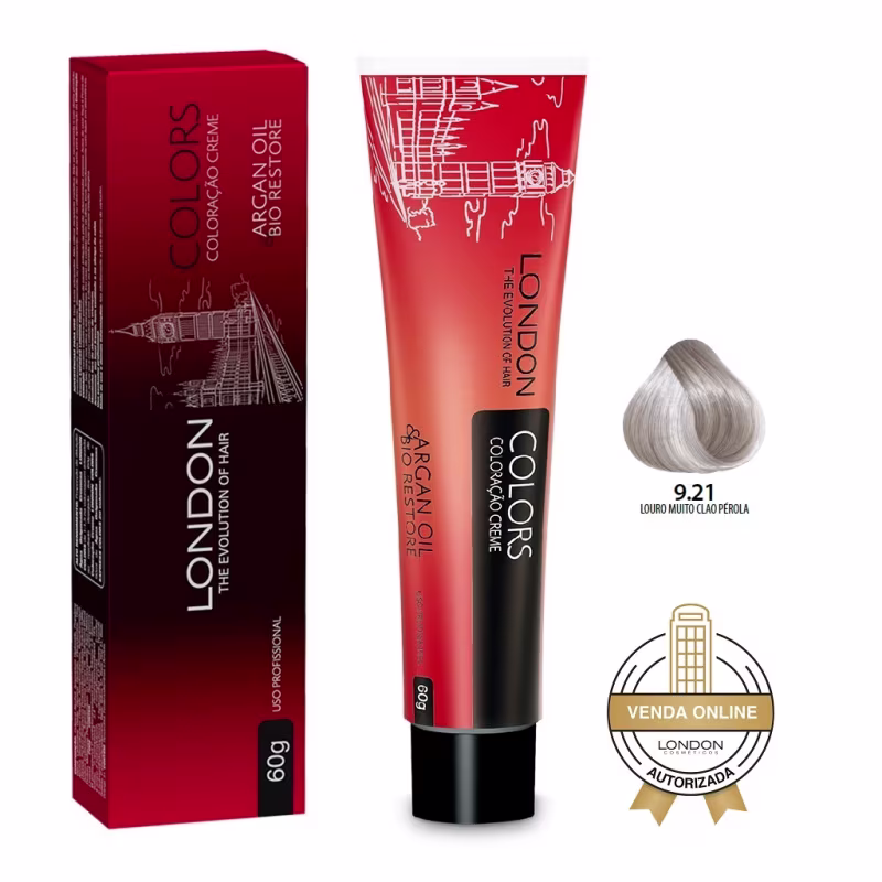 London Cosméticos Colors 9.21 Louro Muito Claro Pérola - Coloração Permanente 60g