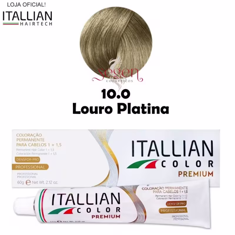 Itallian Hairtech Color Premium Louro Platina 10.0 - Coloração Permanente 60g
