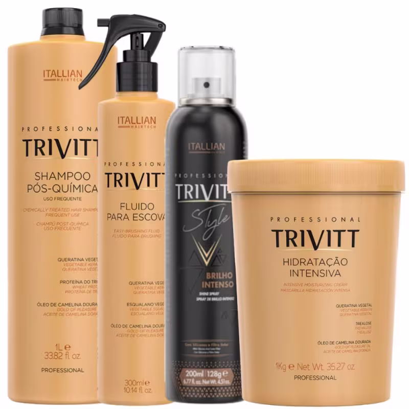 Kit Trivitt Shampoo 1l + Hidratação 1kg + Brilho e Fluido