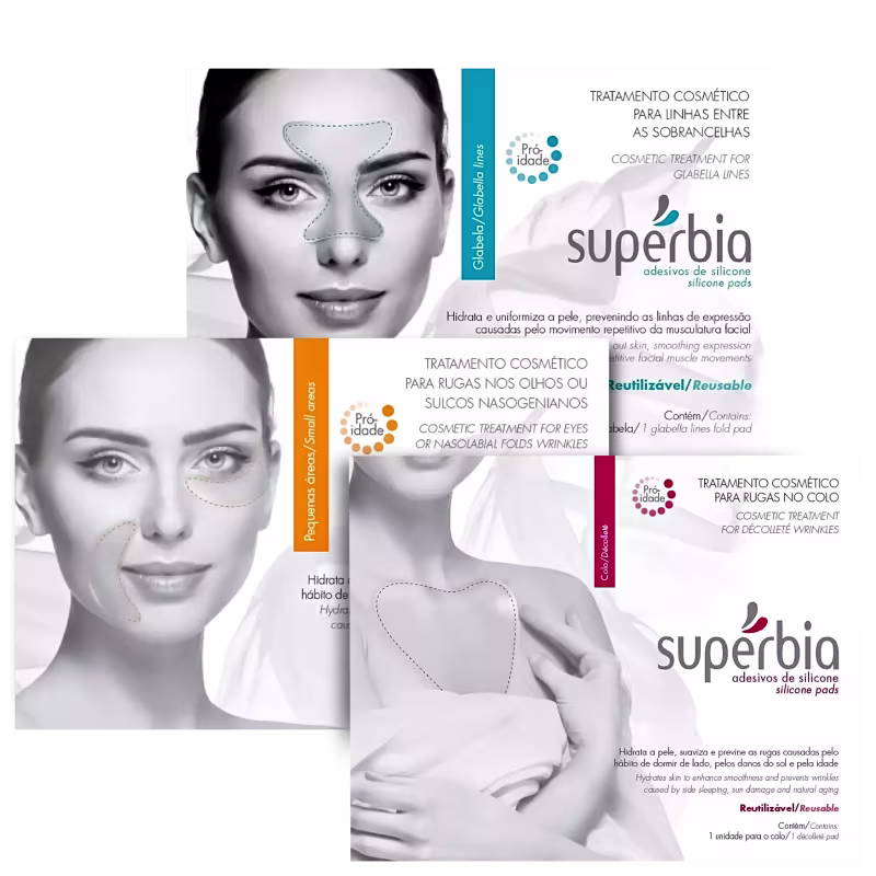 Kit Supérbia Adesivos Antissinais Colo, Glabela e Pequenas Áreas (3 Produtos)